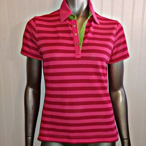 Nike Golf Pink Striped Polo Shirt/Top - S